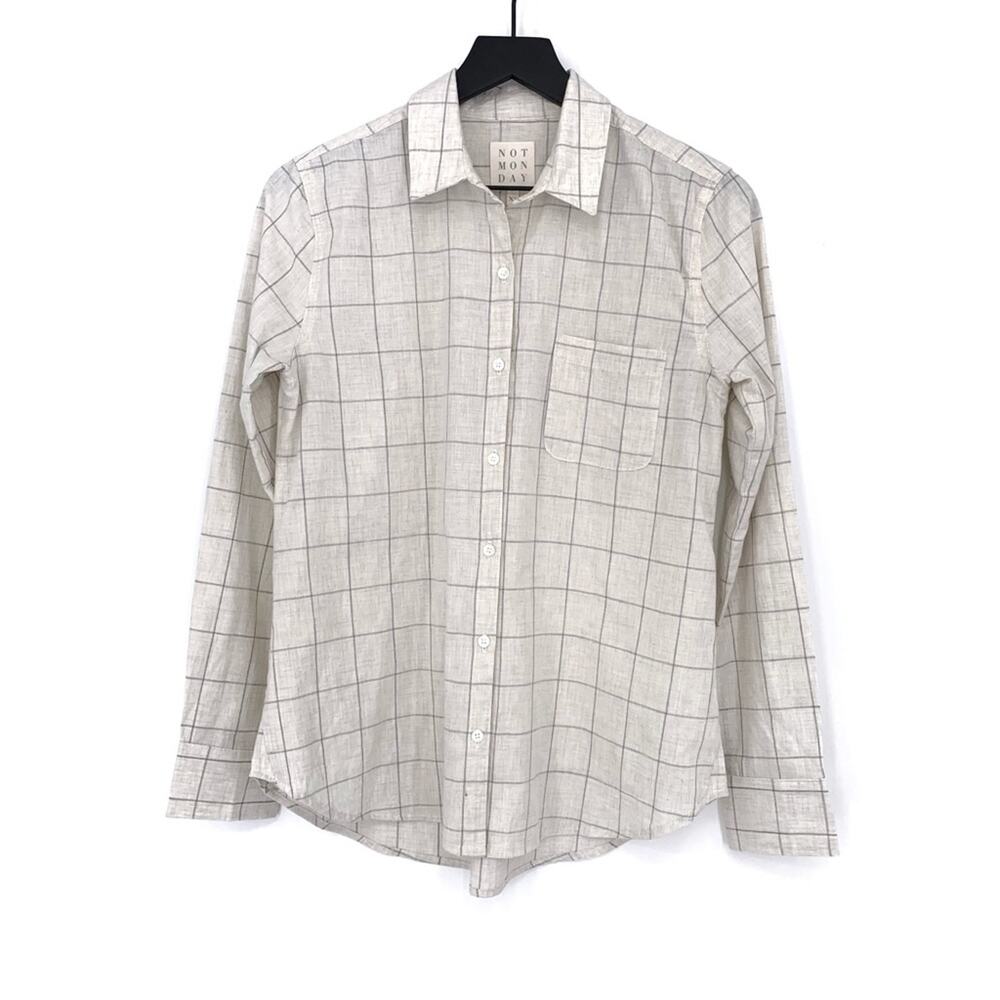 NOT MONDAY Kennedy Windowpane Shirt Light Grey XS